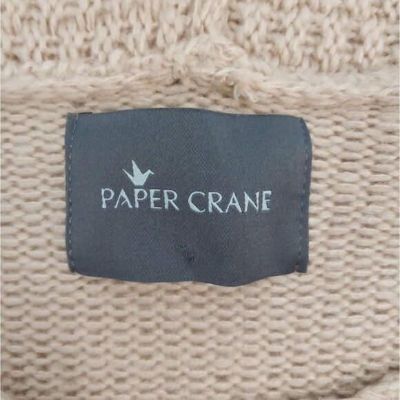 Paper Crane Tan Hooded Oversized Knit Long Sleeve Sweater Shirt Sz S/M - Picture 6 of 9